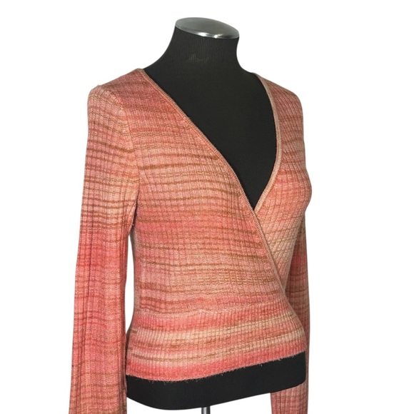 American Eagle – Space Dye Knit Long Sleeve Wrap Crop Top – Medium - Picture 4 of 9